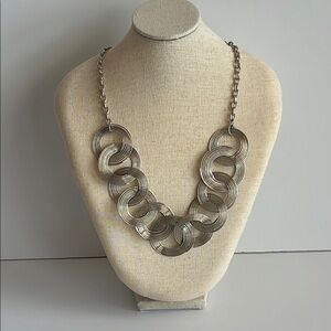 Elegant Silver Chain Layered Circles Necklace